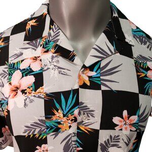 Men's "No Boundaries" XL (46-48) Tropical Shirt, NWT, black, gray, peach, aqua